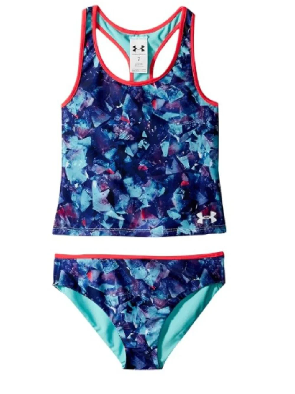 Under Armour Girl's Metaquartz Reversible Tankini Swimsuit Set Size 7 9773